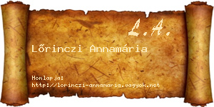 Lőrinczi Annamária névjegykártya
